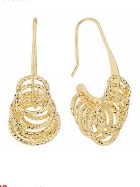 Athra 14K Gold-Plated Diamond-Cut Multi Open Circle J-Hoop Earrings. NEW.